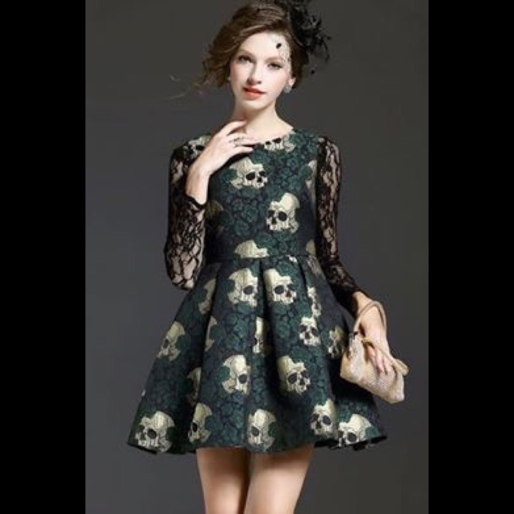 OASAP Skull Embroidered Sleeveless Dress